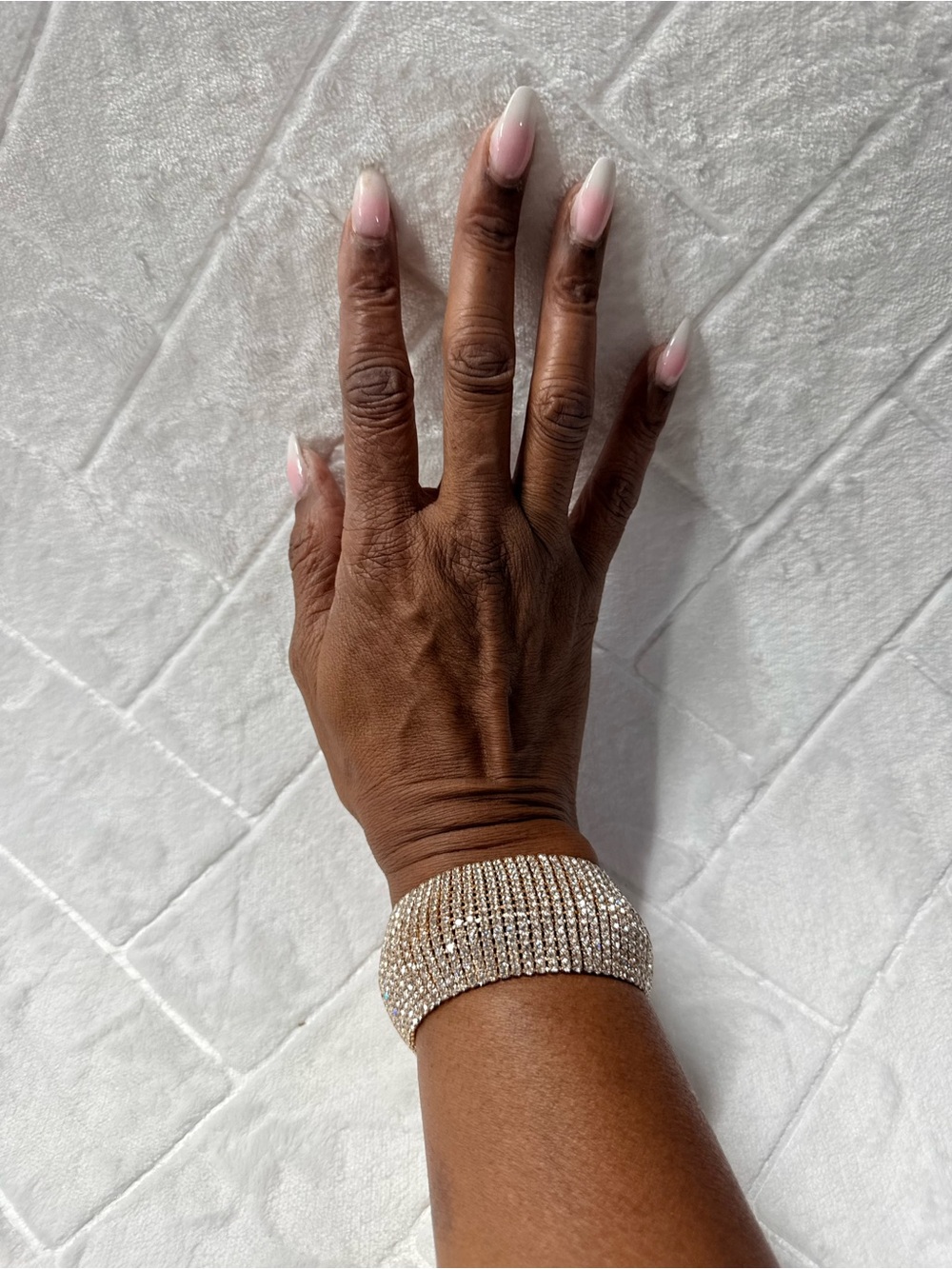 Rhinestone Wide Cuff Bracelet - Champagne Crystal